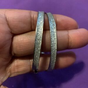 New Silver sparkly hoop earrings